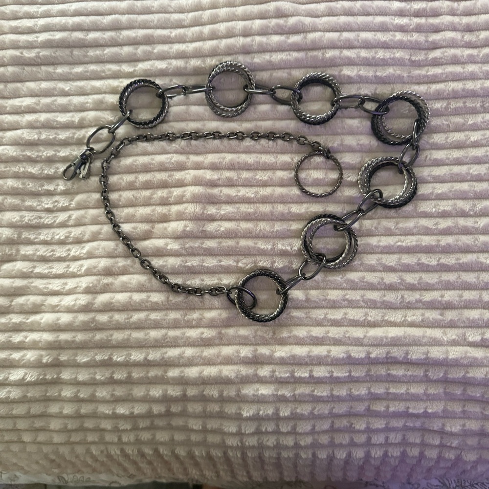 Chico's Black and Silver Chain Circle Belt